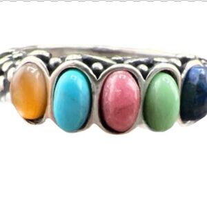 Rainbow genuine stone ring 7.5